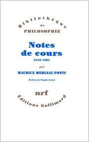 Cover of: Notes des cours au Collège de France: 1958-1959 et 1960-1961