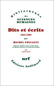 Cover of: Dits et Ecrits, 1954-1988, tome III  by Michel Foucault, Daniel Defert, François Ewald