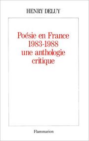 Cover of: Poésie en France, 1983-1988 by Henri Deluy