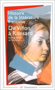 Cover of: De Villon à Ronsard: XVe-XVIe siècles