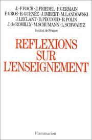 Cover of: Réflexions sur l'enseignement by J.-F. Bach ... [et al.].