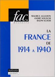 Cover of: La France de 1914 à 1940