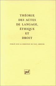 Cover of: Théorie des actes de langage, éthique et droit