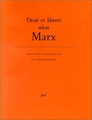 Droit et liberté selon Marx by Guy Planty-Bonjour, Jean-Claude Bourdin