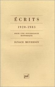 Cover of: Ecrits, 1920-1983 by Meyerson, Ignace