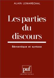 Cover of: Les parties du discours: sémantique et syntaxe