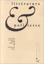 Cover of: Littérature et politesse by E. Bury