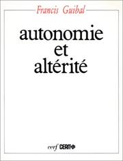 Cover of: Autonomie et altérité