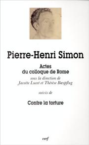 Cover of: Pierre-Henri Simon: actes du colloque tenu à Rome le 12 décembre 1996