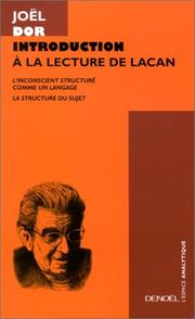 Cover of: Introduction à la lecture de Lacan, tome 1 et 2 by Joël Dor
