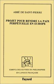 Cover of: Projet pour rendre la paix perpétuelle en Europe