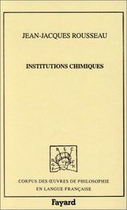 Cover of Institutions chimiques by Jean-Jacques Rousseau