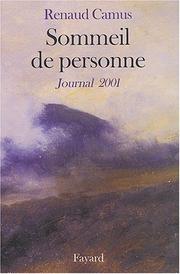 Cover of: Sommeil de personne: journal 2001