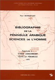 Cover of: Bibliographie de la péninsule arabique: sciences de l'homme.