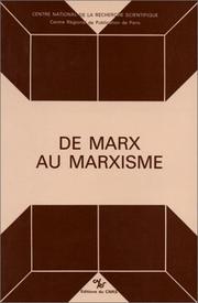 Cover of: De Marx au marxisme