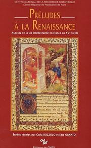 Cover of: Préludes à la Renaissance by Carla Bozzolo, Ezio Ornato