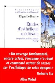 Cover of: Etudes d'esthétique médiévale by Edgar de Bruyne