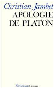 Cover of: Apologie de Platon: essais de métaphysique