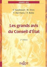 Cover of: Les grands avis du Conseil d'Etat