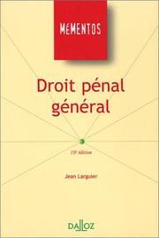 Cover of: Droit pénal général