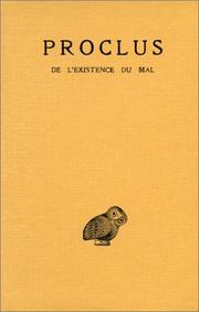 Cover of: De l'existence du mal by Proclus Diadochus
