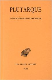 Cover of: Opinions des philosophes by Plutarch