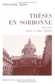 Cover of: Thèses en Sorbonne: 1963-1969 by Françoise Reiss
