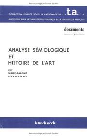 Cover of: Analyse sémiologique et histoire de l'art: examen critique d'une classification.