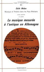 Cover of: musique mesurée à l'antique en Allemagne