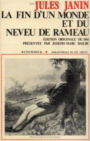 Cover of: La fin d'un monde et du Neveu de Rameau