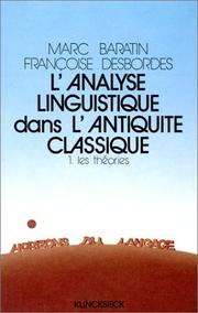 Cover of: L' Analyse linguistique dans l'antiquité classique