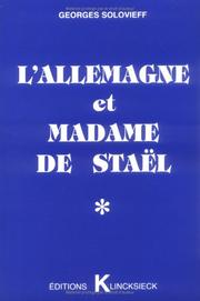 Cover of: L' Allemagne et Madame de Staël: en marge d'un "événement"