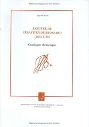 Cover of: L' œuvre de Sébastien de Brossard, 1655-1730: catalogue thématique