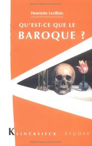 Cover of: Qu'est-ce que le baroque?