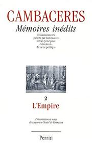 Cover of: Mémoires inédits by Jean Jacques Régis de Cambacérès
