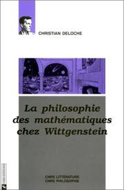Cover of: La philosophie des mathématiques chez Wittgenstein