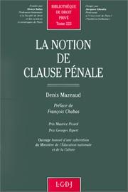 Cover of: La notion de clause pénale