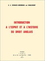 Cover of: Introduction à l'esprit et à l'histoire du droit anglais