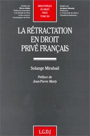 Cover of: La rétractation en droit privé français