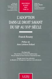 Cover of: L' adoption dans le droit savant du XIIe au XVIe siècle