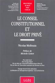 Cover of: Le Conseil constitutionnel et le droit privé by Nicolas Molfessis