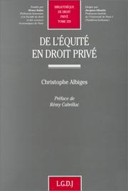 Cover of: De l'équité en droit privé