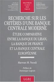 Cover of: Recherche sur les critères d'une banque centrale moderne by Marwan Nsouli