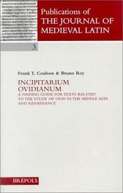 Cover of: Incipitarium Ovidianum (Publications of the Journal of Medieval Latin, 3)