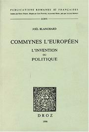 Cover of: Commynes l'Européen by Joël Blanchard