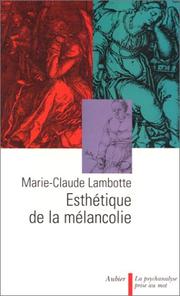 Cover of: Esthétique de la mélancolie by Marie-Claude Lambotte