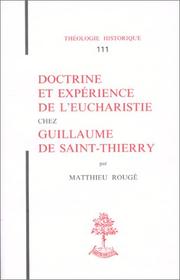 Cover of: Doctrine et expérience de l'Eucharistie chez Guillaume de Saint-Thierry