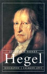 Cover of: Hegel by Jacques d' Hondt