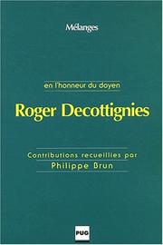 Cover of: Mélanges en l'honneur du doyen Roger Decottignies