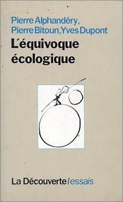 Cover of: L' équivoque écologique